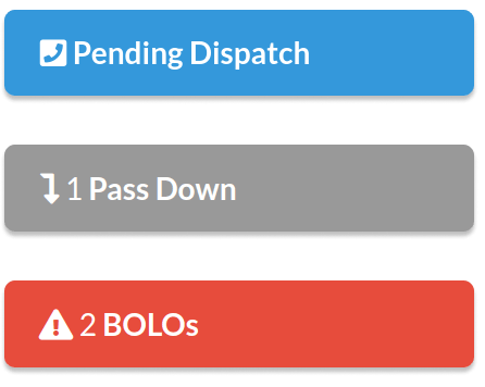 Locations notifications about Dispatches, Pass Downs and BOLOs