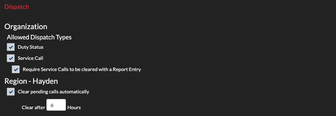 THERMS Dispatch Settings