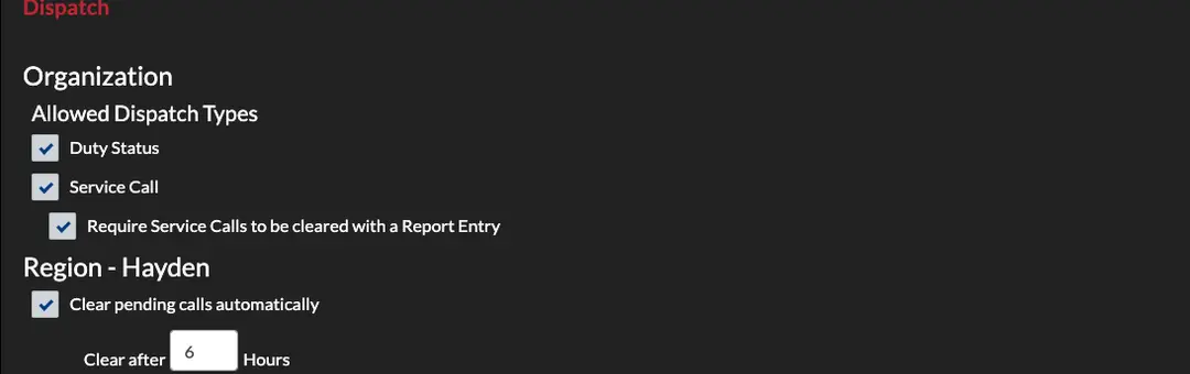 THERMS Dispatch Settings