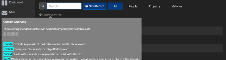 Search Syntax - Reports, Records, Dispatch