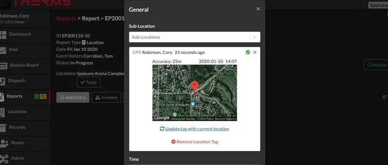 User GPS Tags in Reports