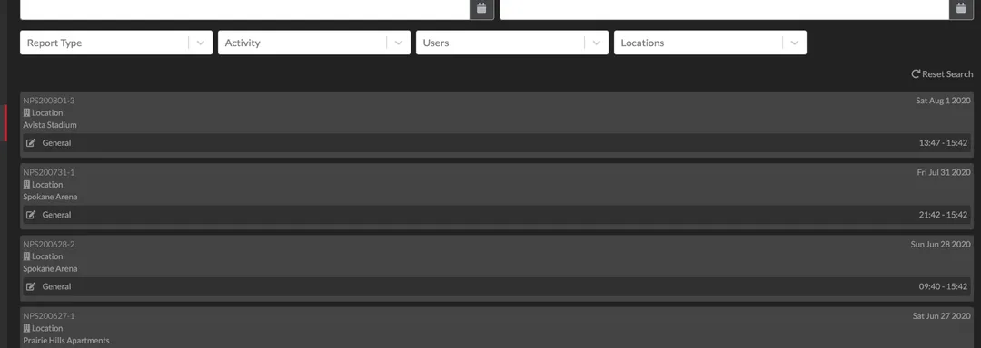 THERMS Report Screen view advanced search.