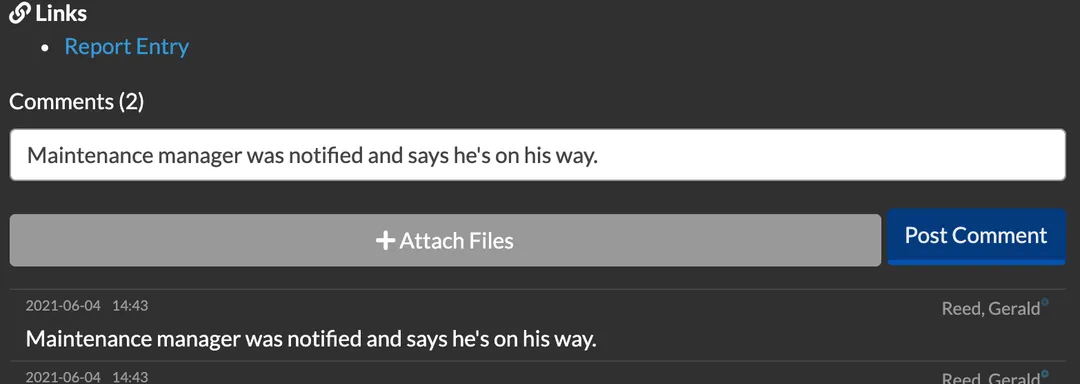 A THERMS Dispatch Service Call With Comments