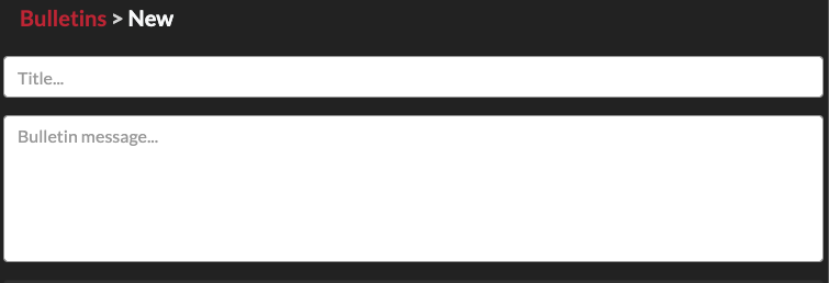 New Bulletin Post fields, title and message.