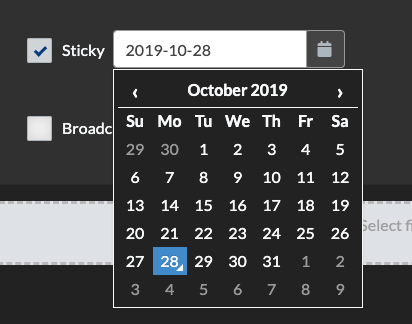 Selecting sticky time period with calendar.