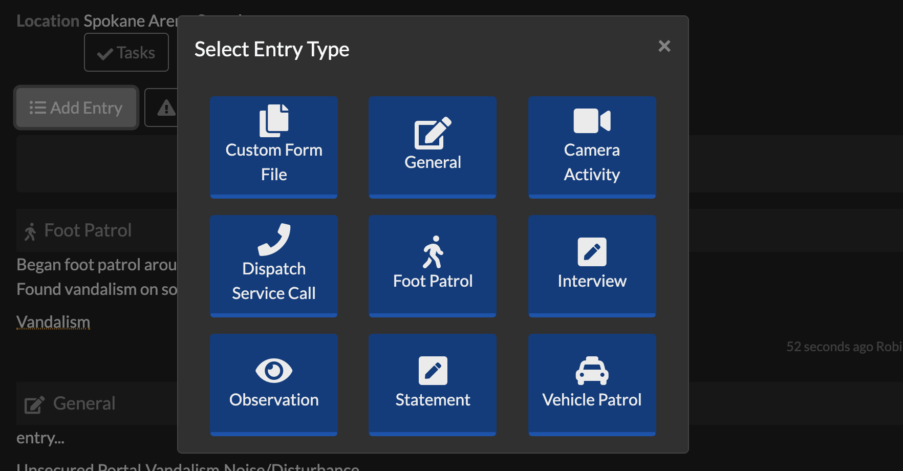 Select Entry Type Options