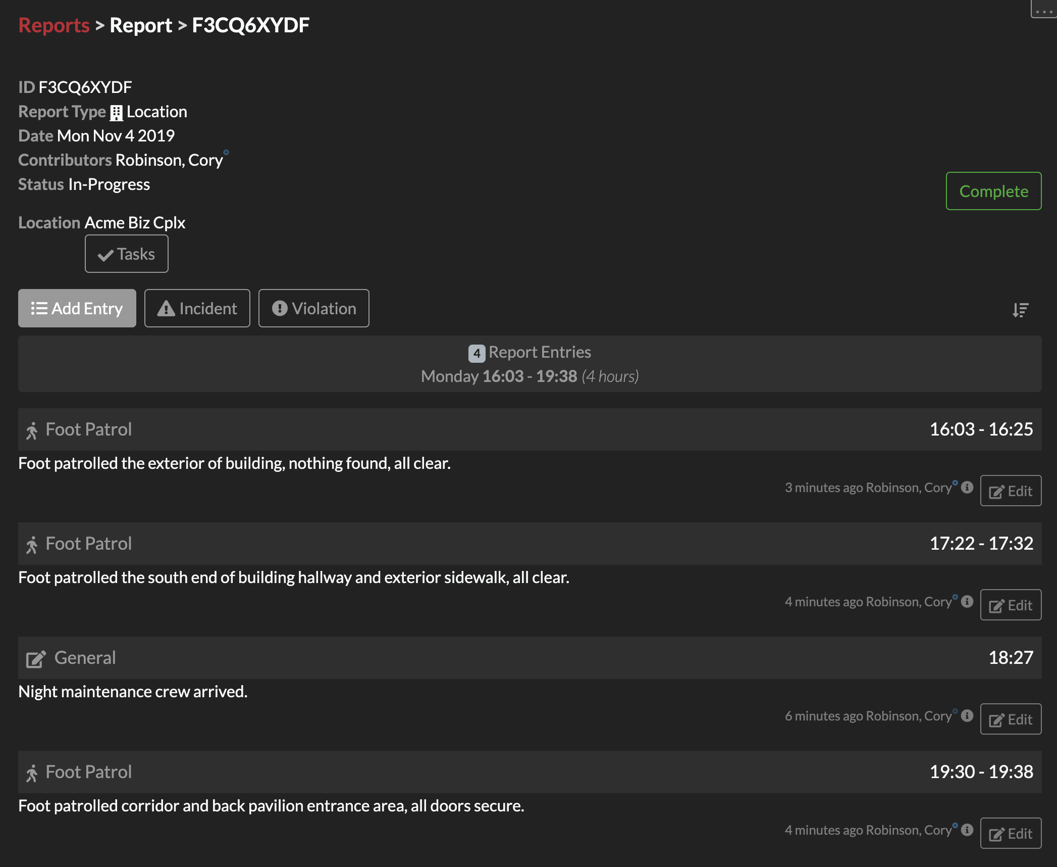 Report View with several Report Entries