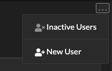 Menu with Inactive User View and New User actions