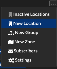 Locations context menu options