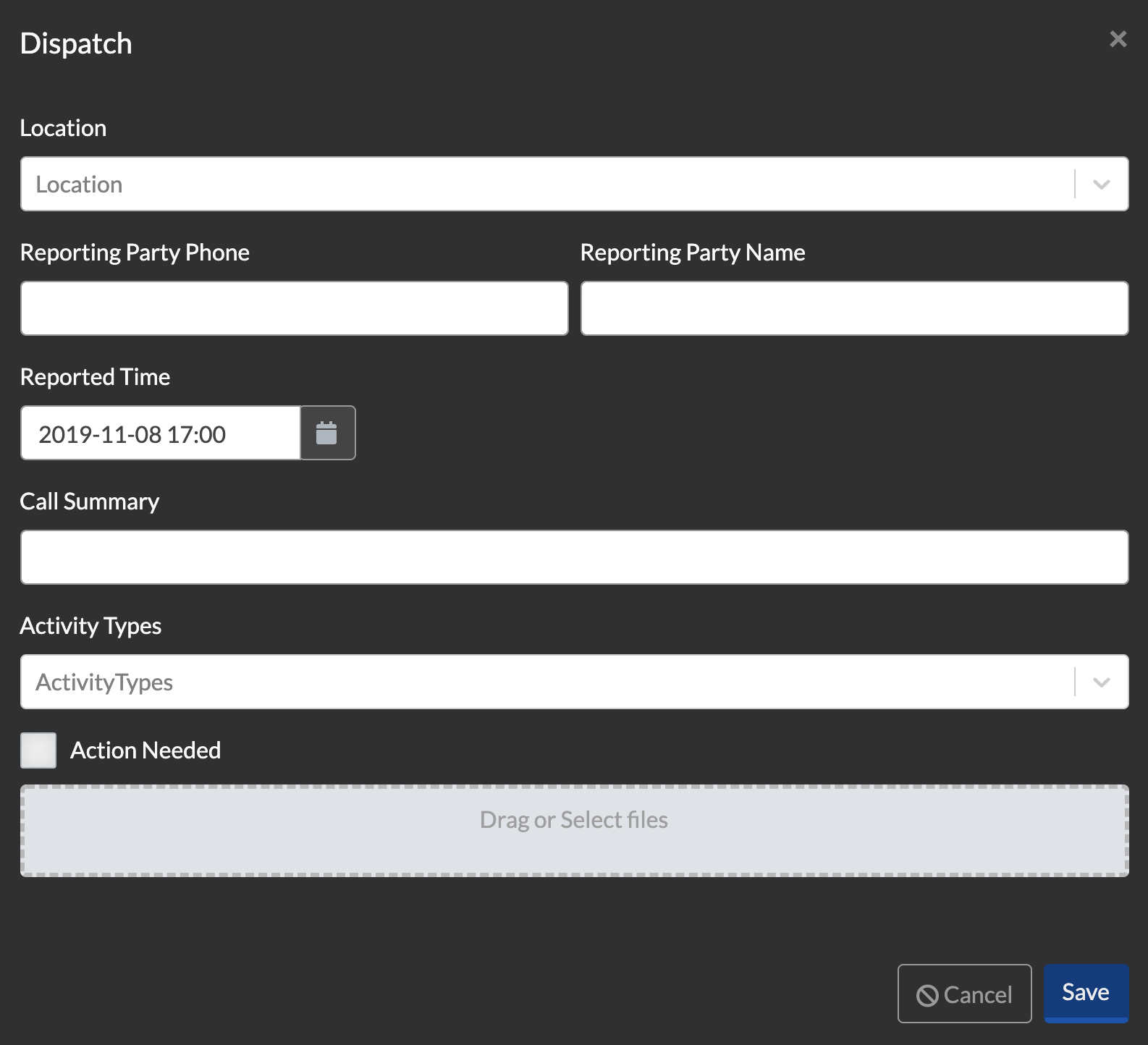 New Dispatch form