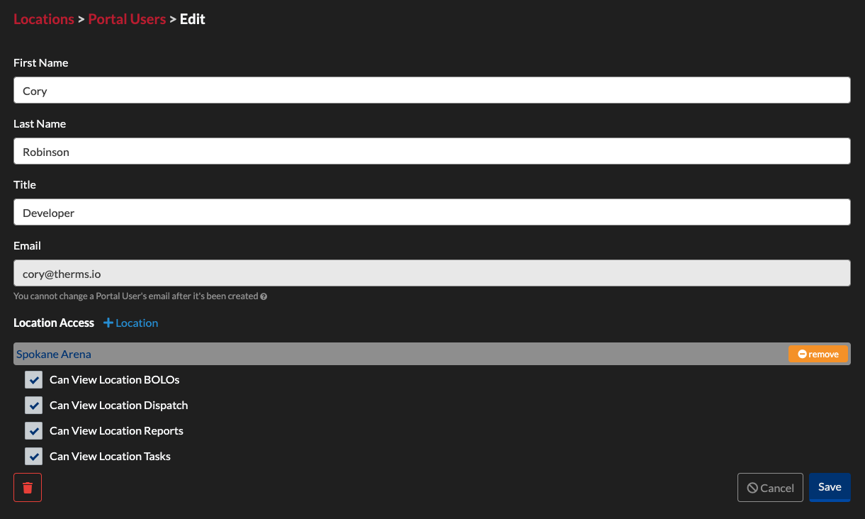 New Portal User form.