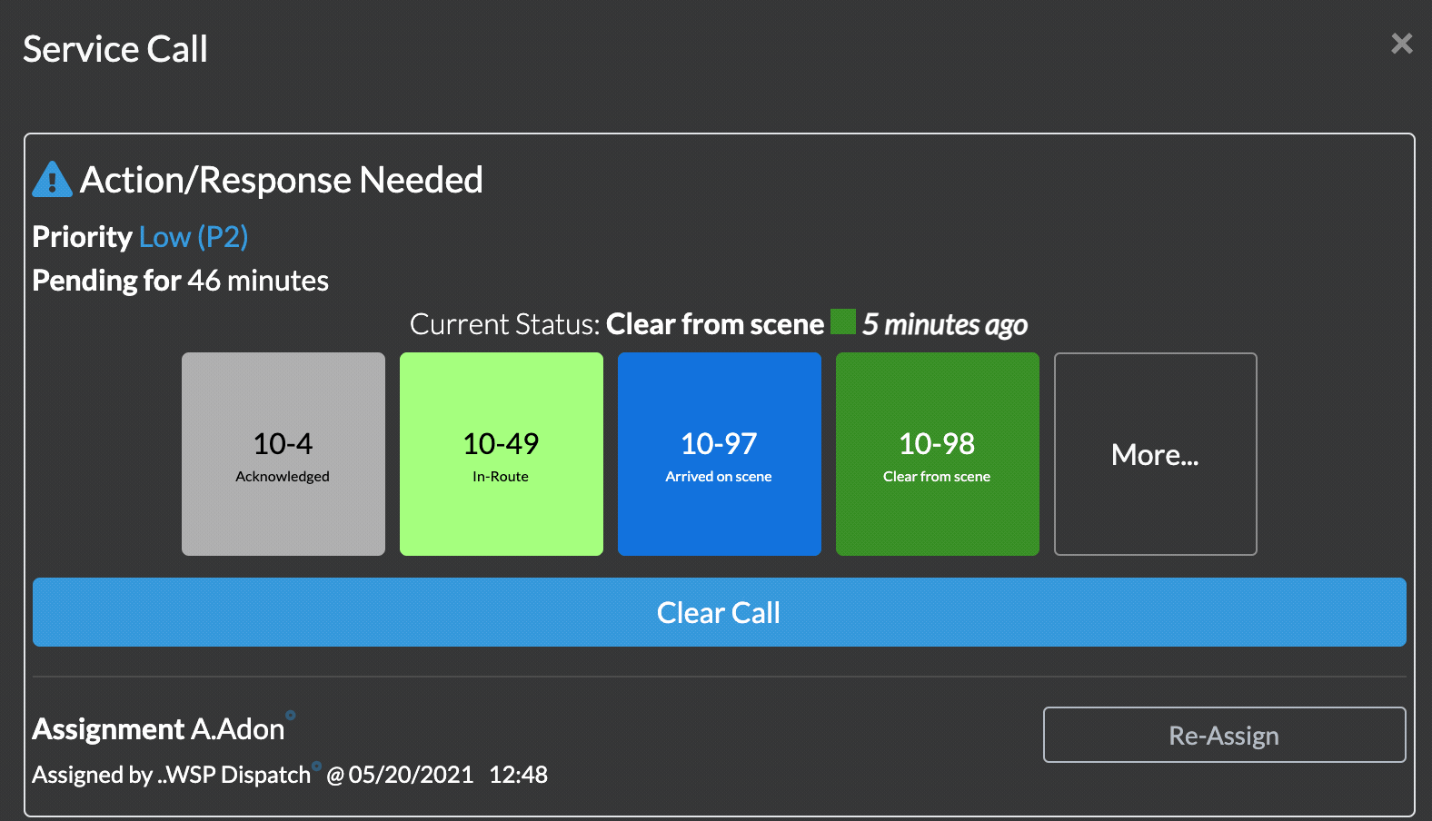 Animation showing an user adding an additional contributor to a service call