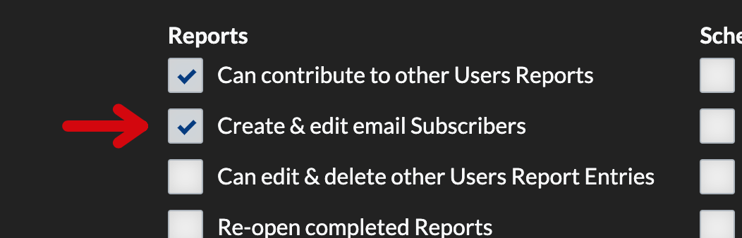 Create & edit email subcribers permission option.