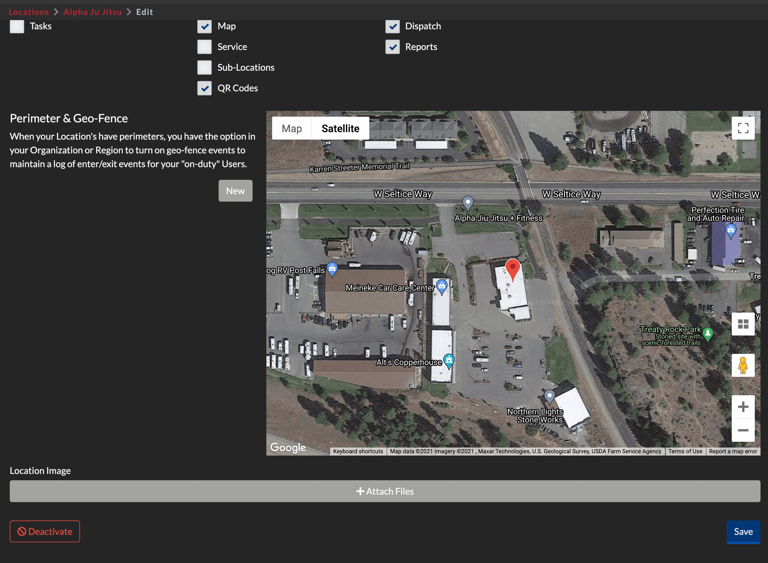 Animation showing an user adding a Locations geo fence in a map.