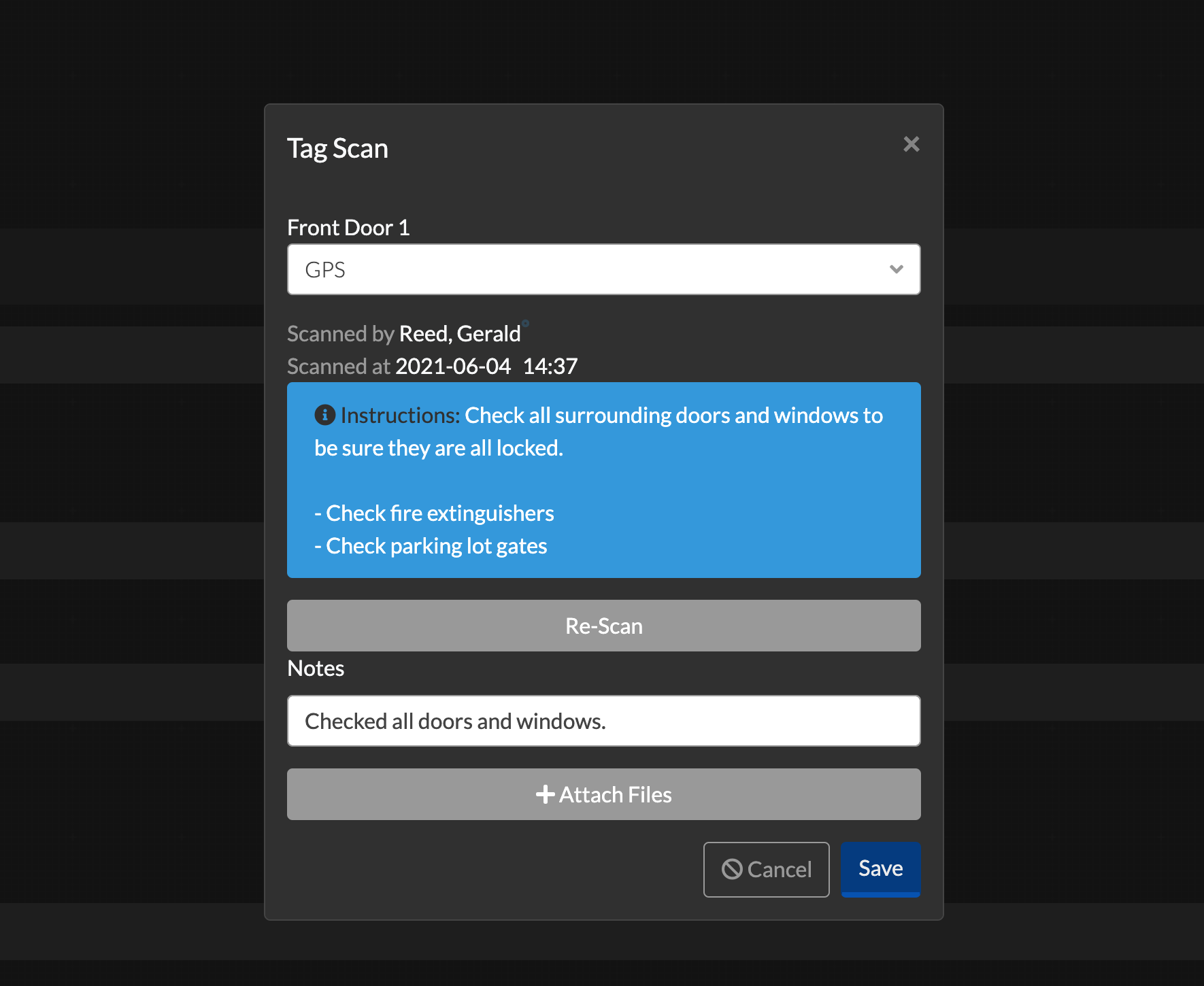 A New Scan Tag form showing instructions.