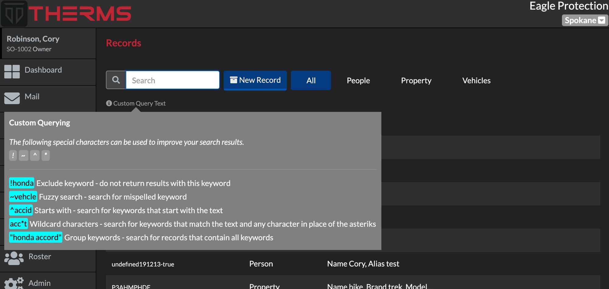 Search Syntax - Reports, Records, Dispatch