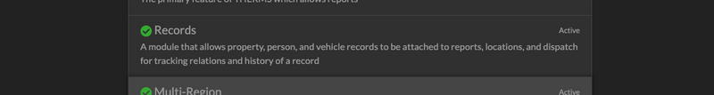THERMS Admin Settings, Records Module is active